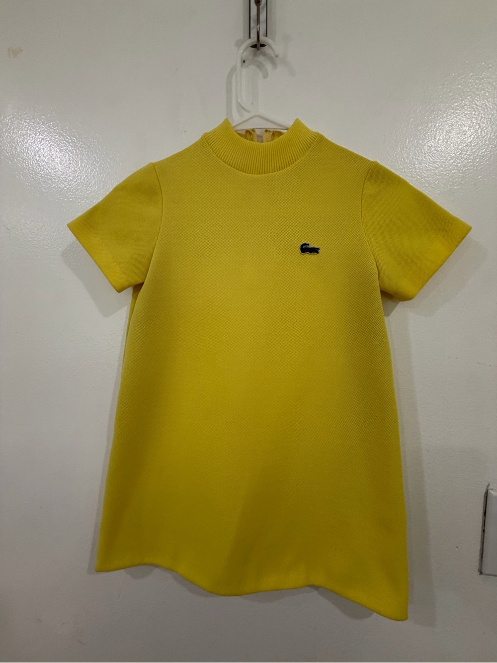 Lacoste Yellow Short Sleeve Knit Tunic with Ribbed Mock Neck